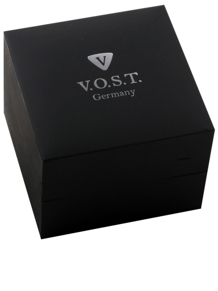 V.O.S.T Germany Steel Date Leather V100 V100.010.3S.SC.L.B men's watch, real leather strap