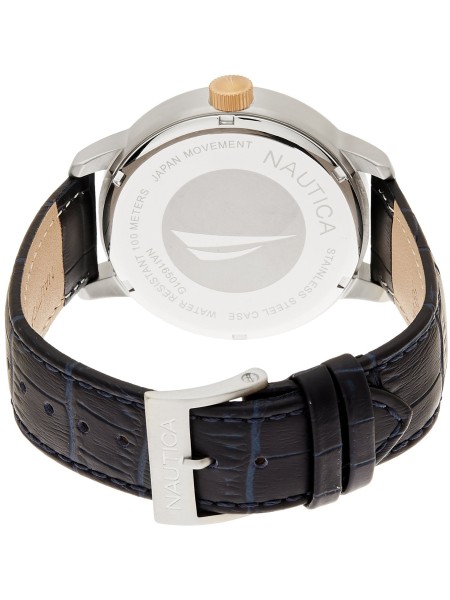 Nautica NAI16501G men's watch, real leather strap