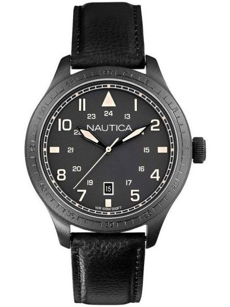 Nautica A11107G Herrenuhr, real leather Armband