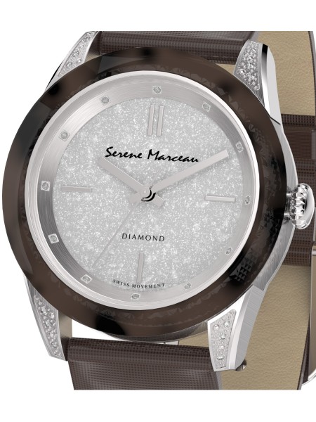 Montre pour dames Serene Marceau Diamond S002.09, bracelet textile / cuir véritable