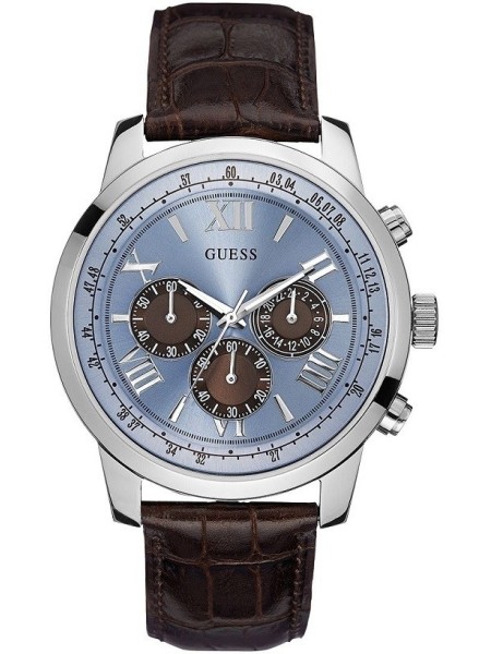 Guess W0380G6 men's watch, real leather strap