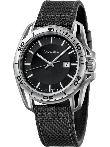 Calvin Klein K5Y31TB1 montre pour homme, cuir véritable / nylon sangle