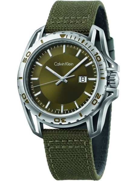 Calvin Klein K5Y31XWL men's watch, real leather / nylon strap
