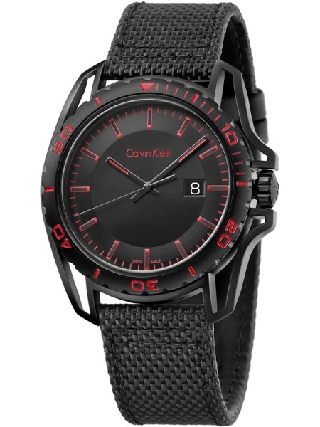 Calvin Klein K5Y31ZB1 montre pour homme, cuir véritable / nylon sangle