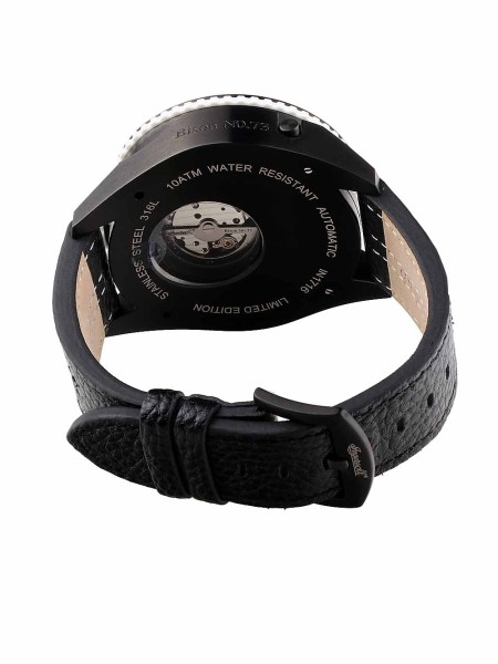 Ingersoll IN1716BBKW men's watch, real leather strap