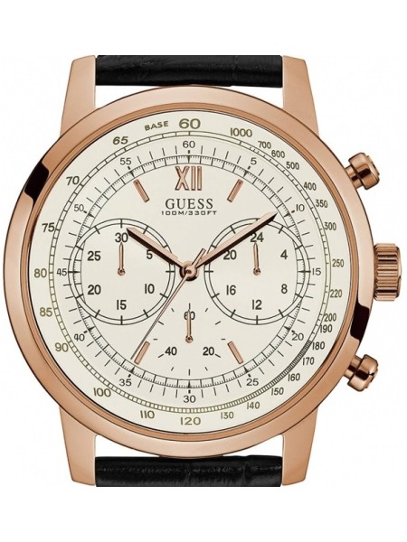 Guess W0916G2 men's watch, real leather strap