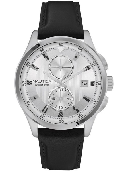 Nautica NAD16556G men's watch, real leather strap