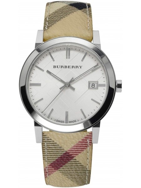 Burberry BU9025 men's watch, real leather / textile strap