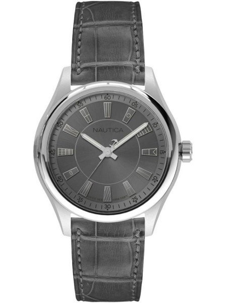 Nautica NAPBST001 men's watch, real leather strap