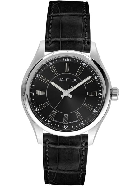 Nautica NAPBST003 men's watch, real leather strap