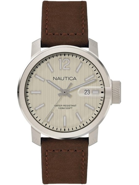 Nautica NAPSYD003 men's watch, real leather strap