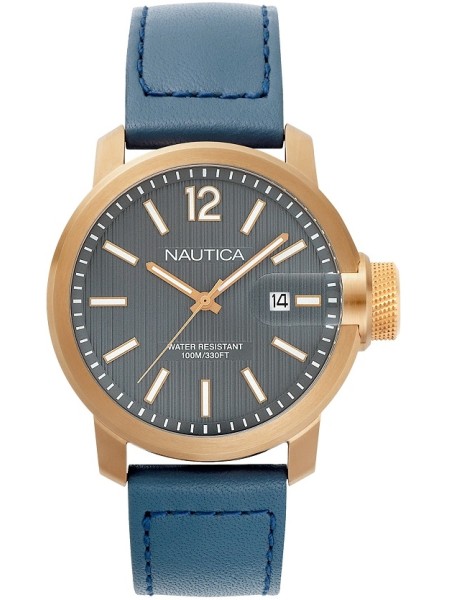 Nautica NAPSYD004 men's watch, real leather strap