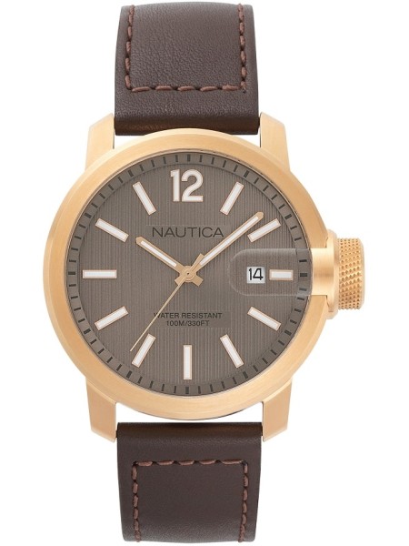 Nautica NAPSYD005 men's watch, real leather strap