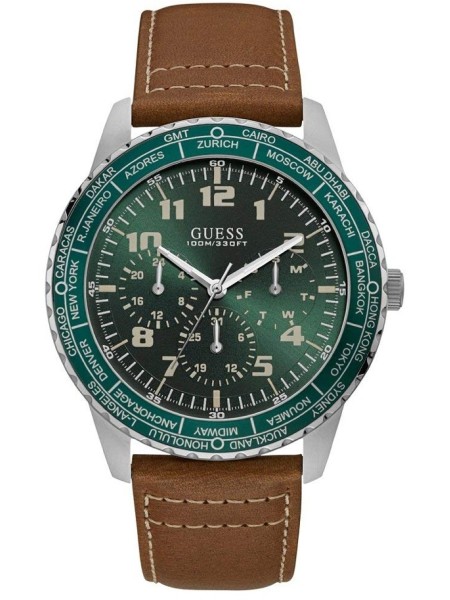 Guess W1170G1 men's watch, real leather strap