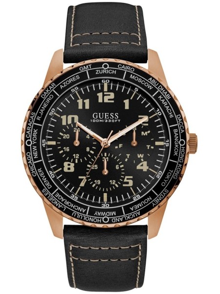 Guess W1170G2 men's watch, real leather strap