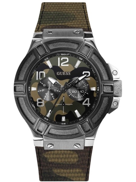 Guess W0407G1 men's watch, real leather strap