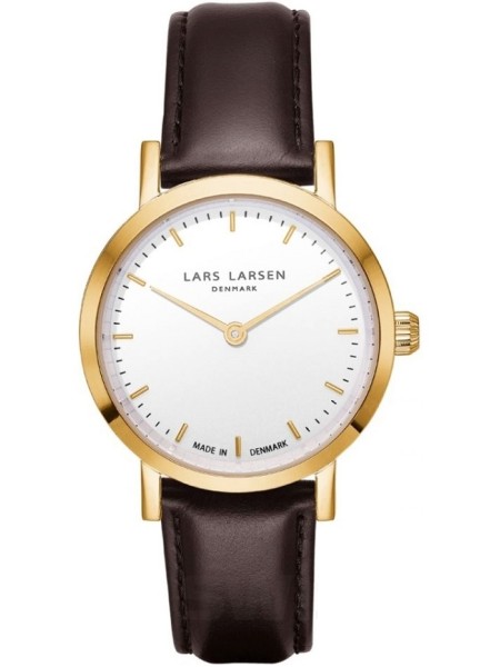Lars Larsen WH124GW-BLLG14 damklocka, äkta läder armband