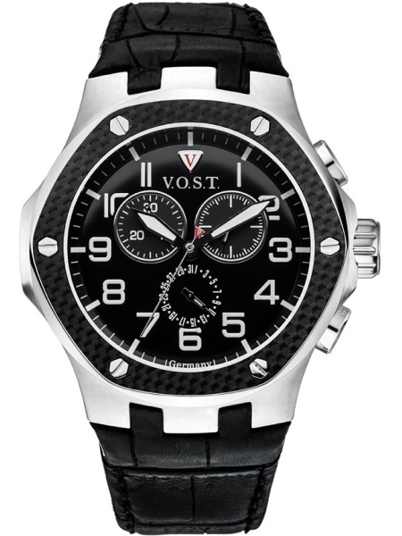 V.O.S.T Germany Steel Chrono Leather V100 V100.008.CS.SC.L.B men's watch, real leather strap