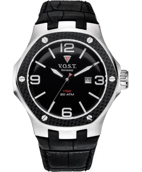 V.O.S.T Germany Steel Date Leather V100 V100.010.3S.SC.L.B relógio masculino