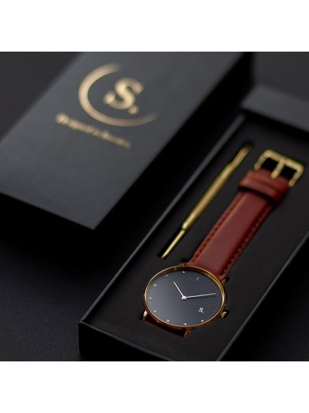 Sandell SDB38-BRL Relógio para mulher, pulseira de cuero real