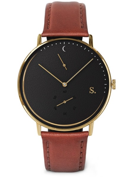 Sandell SSB40-BRL men's watch, real leather strap