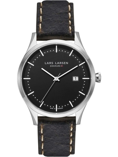 Lars Larsen 119SBDBL men's watch, real leather strap