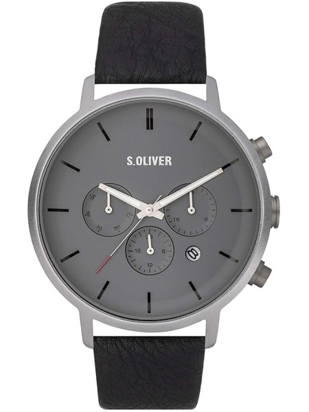 sOliver SO3868LM men's watch, real leather strap
