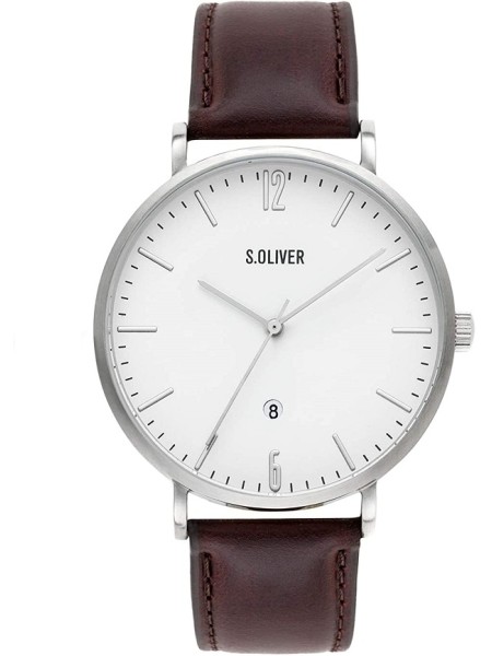 sOliver SO-3617-LQ men's watch, real leather strap