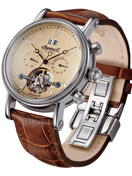 Ingersoll IN1800CR men's watch, real leather strap