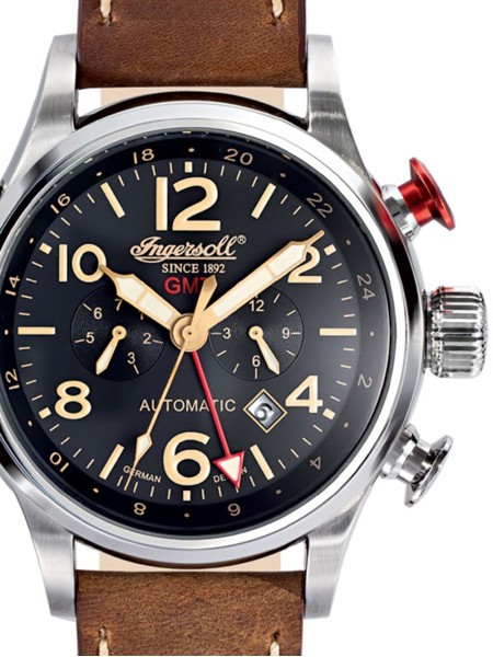 Ingersoll IN3218BK men's watch, real leather strap