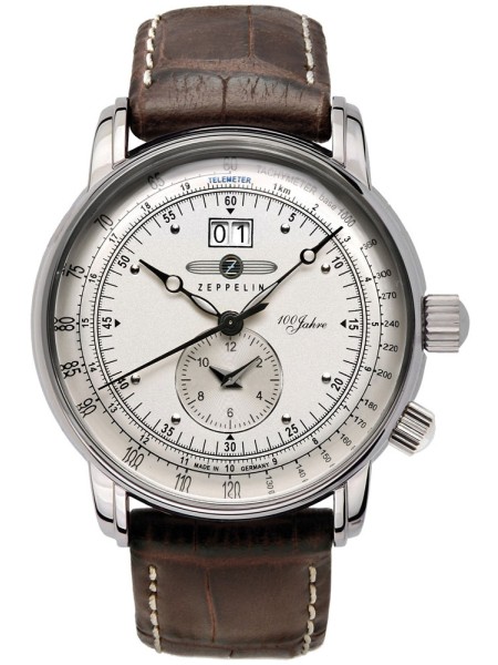 Zeppelin 100 Jahre Zeppelin 7640-1 Reloj para hombre, correa de cuero real