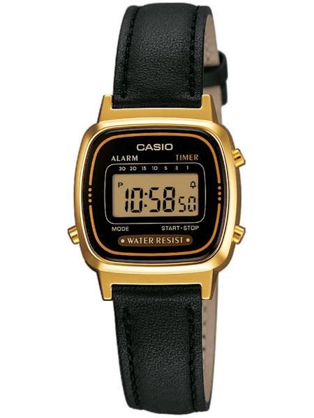 Casio LA670WEGL-1EF ladies' watch, real leather strap