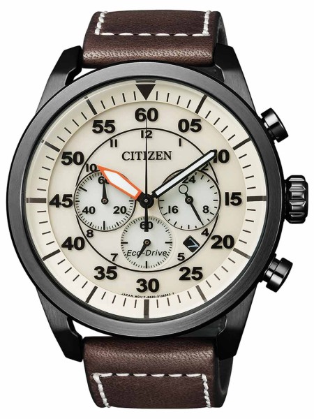 Citizen Sports - Chrono CA4215-04W men's watch, real leather strap