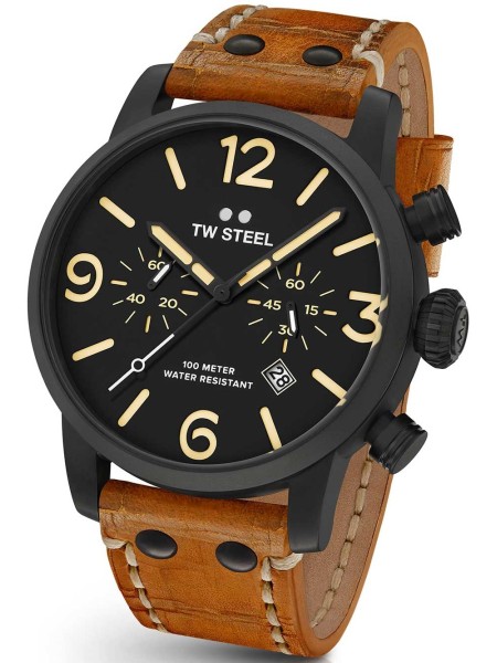 TW-Steel MS34 Reloj para hombre, correa de cuero real