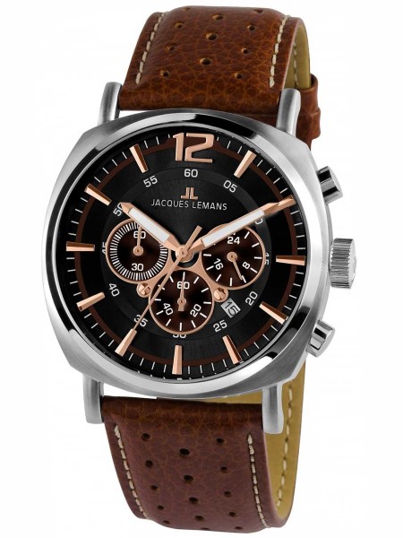 Jacques Lemans Lugano 1-1645K men's watch, real leather strap