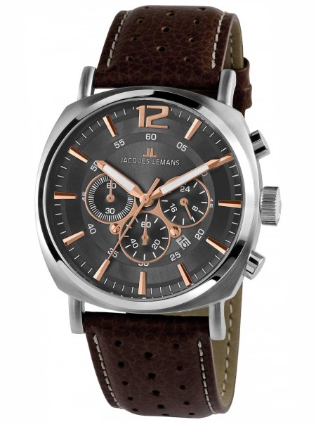 Jacques Lemans 1-1645H men's watch, real leather strap