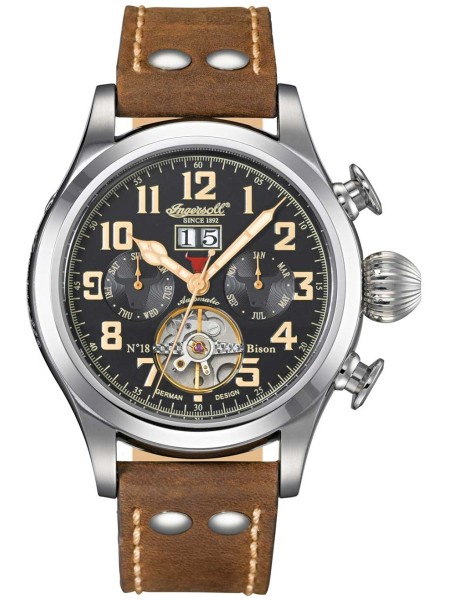 Ingersoll IN4506BKCR men's watch, real leather strap