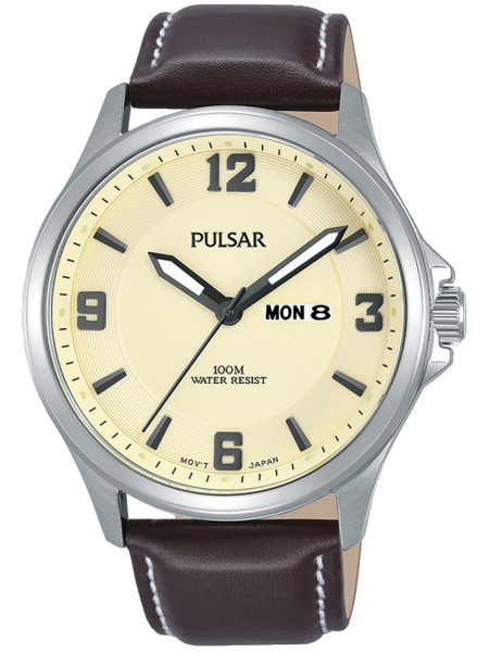 Pulsar PJ6085X1 men's watch, real leather strap