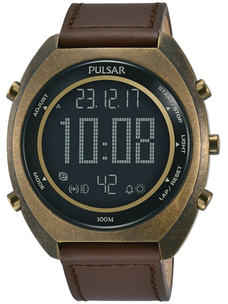 Pulsar P5A030X1 men's watch, real leather strap