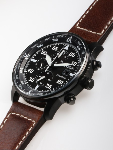 Citizen Eco-Drive Chronograph CA0695-17E men's watch, real leather strap