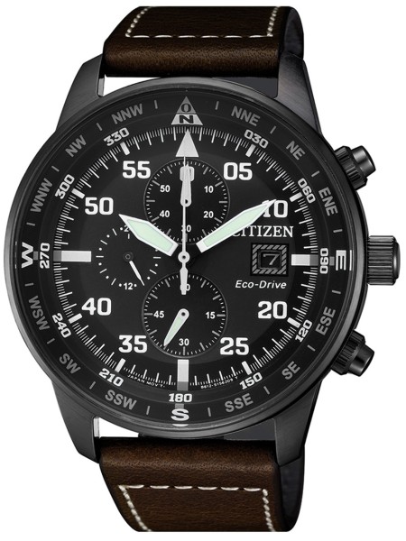 Citizen Eco-Drive Chronograph CA0695-17E men's watch, real leather strap