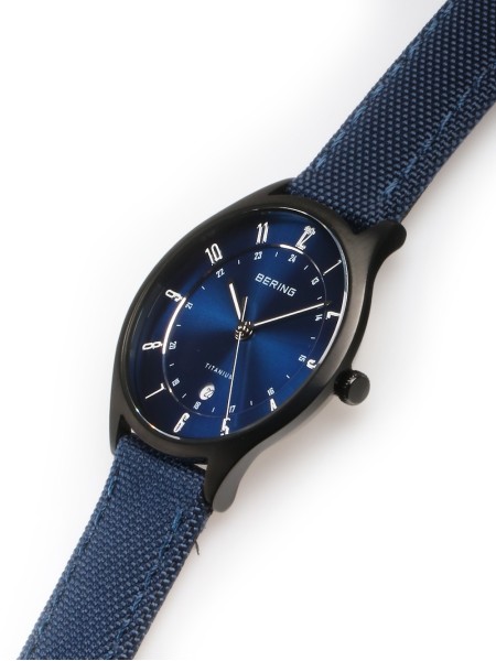Bering Titanium 11739-827 men's watch, real leather / nylon strap