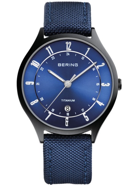 Bering Titanium 11739-827 montre pour homme, cuir véritable / nylon sangle