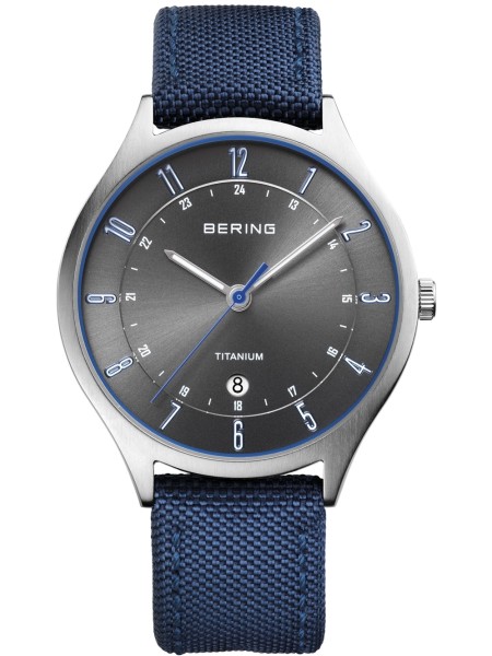 Bering 11739-873 men's watch, nylon / real leather strap