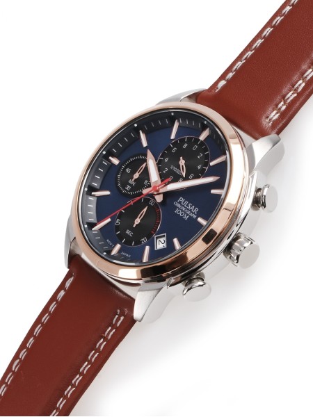 Pulsar Chrono PM3120X1 men's watch, real leather strap