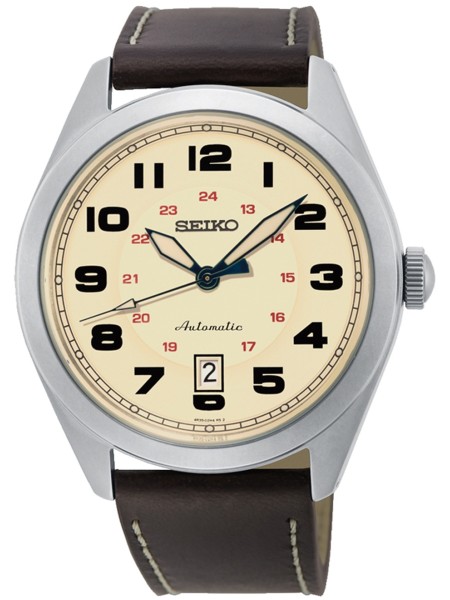 Seiko SRPC87K1 men's watch, real leather strap