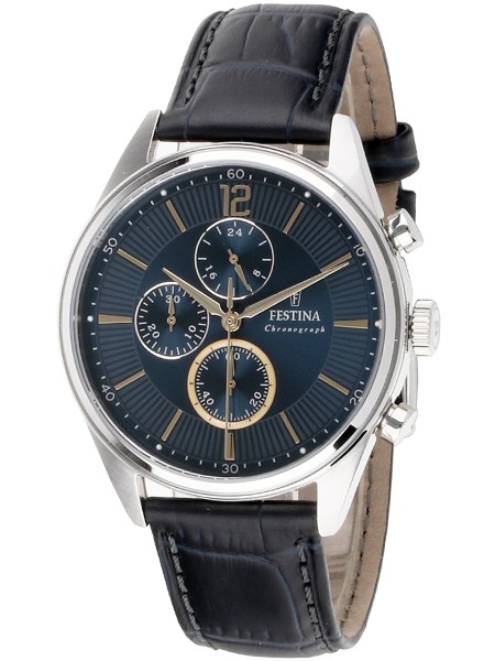 Festina Timeless Chronograph F20286/3 men's watch, real leather strap