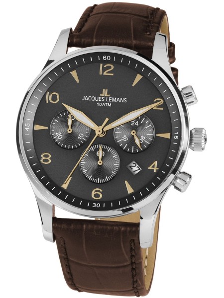 Jacques Lemans London 1-1654ZJ men's watch, cuir véritable strap