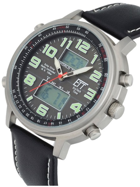 ETT Eco Tech Time Hunter II EGS-11301-22L men's watch, real leather strap