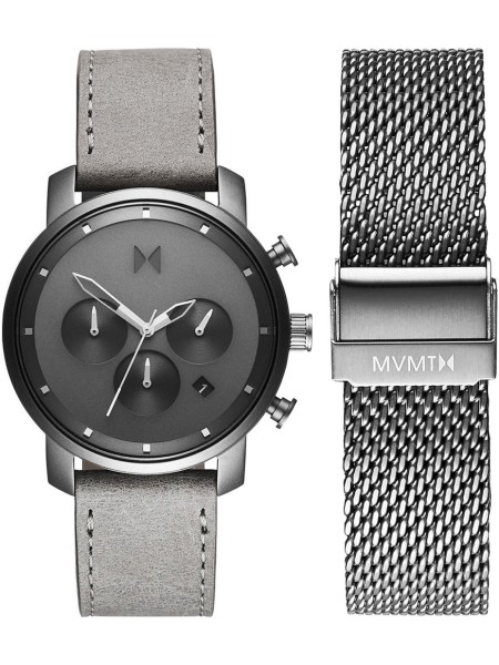 MVMT CBX-Monochrome SET men's watch, stainless steel / real leather strap